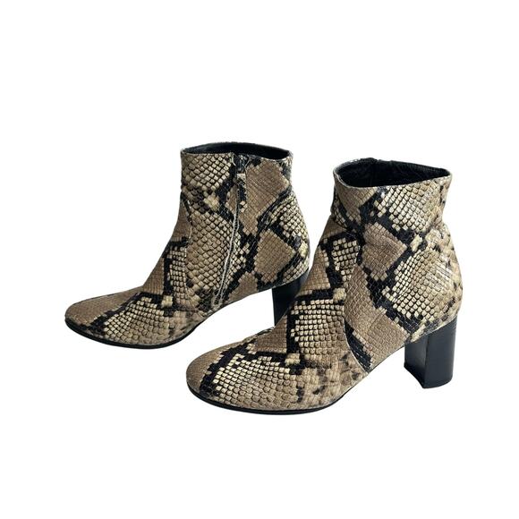 Barneys New York New! Tan Black Leather Ankle Boot Animal Print Going Out 37.5/7 - Picture 1 of 10
